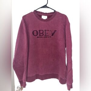 Obey Propaganda Men’s Maroon Crewneck Sweatshirt